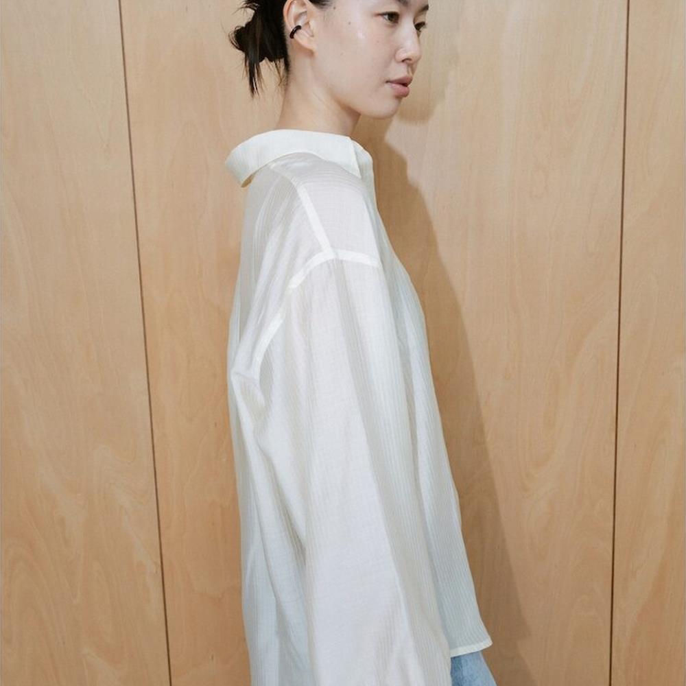 The Aperture Sheer Stripe Shirt Ivory (TA6764A050)