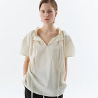 CEECI DRAWSTRING SHIRRING BLOUSE