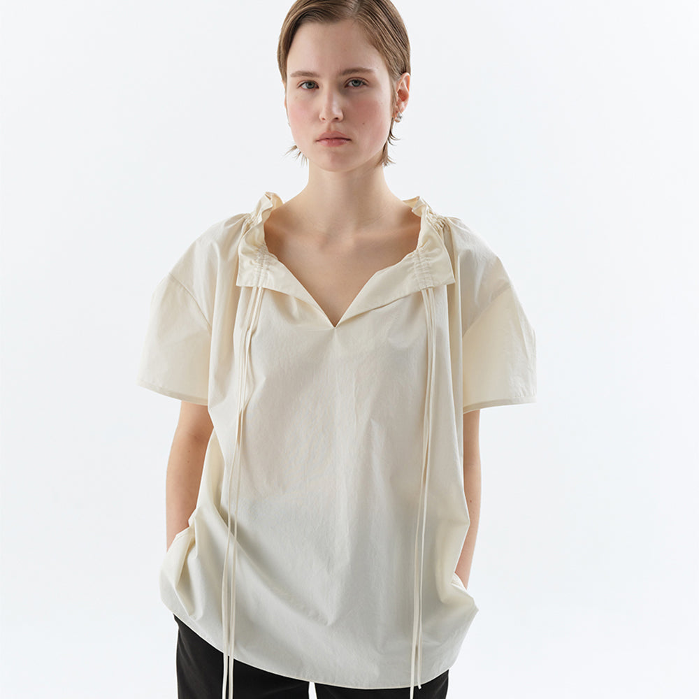 CEECI DRAWSTRING SHIRRING BLOUSE