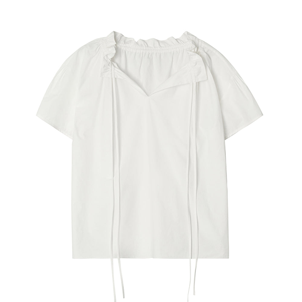 CEECI DRAWSTRING SHIRRING BLOUSE