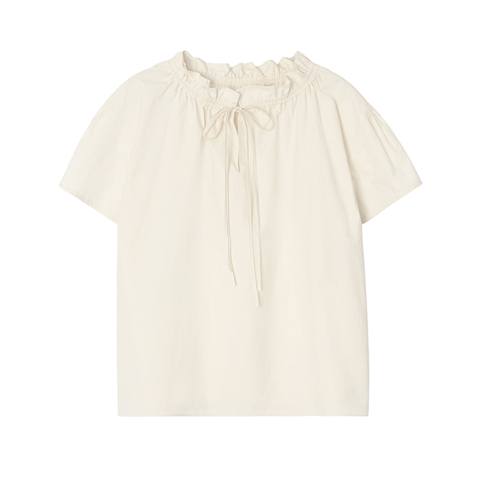 CEECI DRAWSTRING SHIRRING BLOUSE