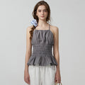THE BARNNET Eddy Check Halter Neck Blouse_Grey