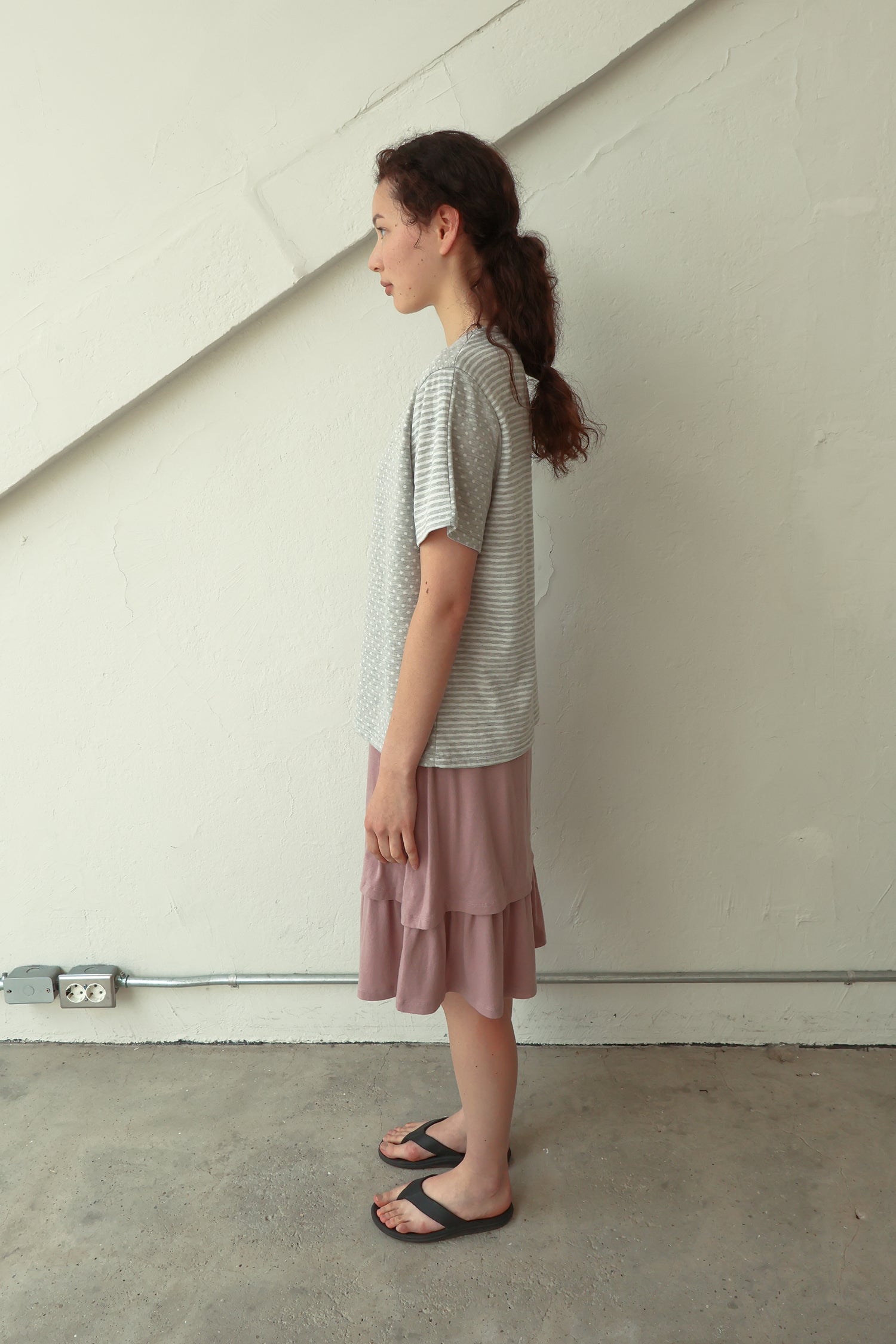 pesto [2nd reorder] DOT STRIPE DOUBLE SIDED T-SHIRT MOON