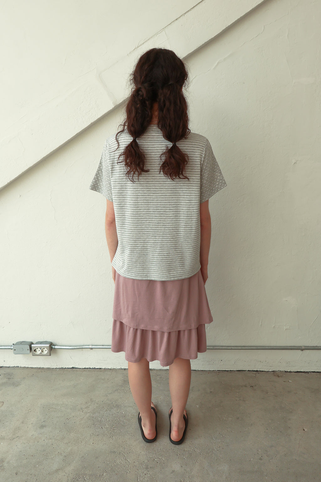 pesto [2nd reorder] DOT STRIPE DOUBLE SIDED T-SHIRT MOON