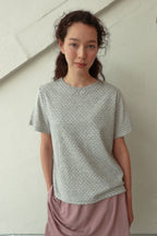 pesto [2nd reorder] DOT STRIPE DOUBLE SIDED T-SHIRT MOON