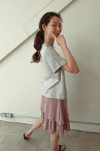 pesto [2nd reorder] DOT STRIPE DOUBLE SIDED T-SHIRT MOON