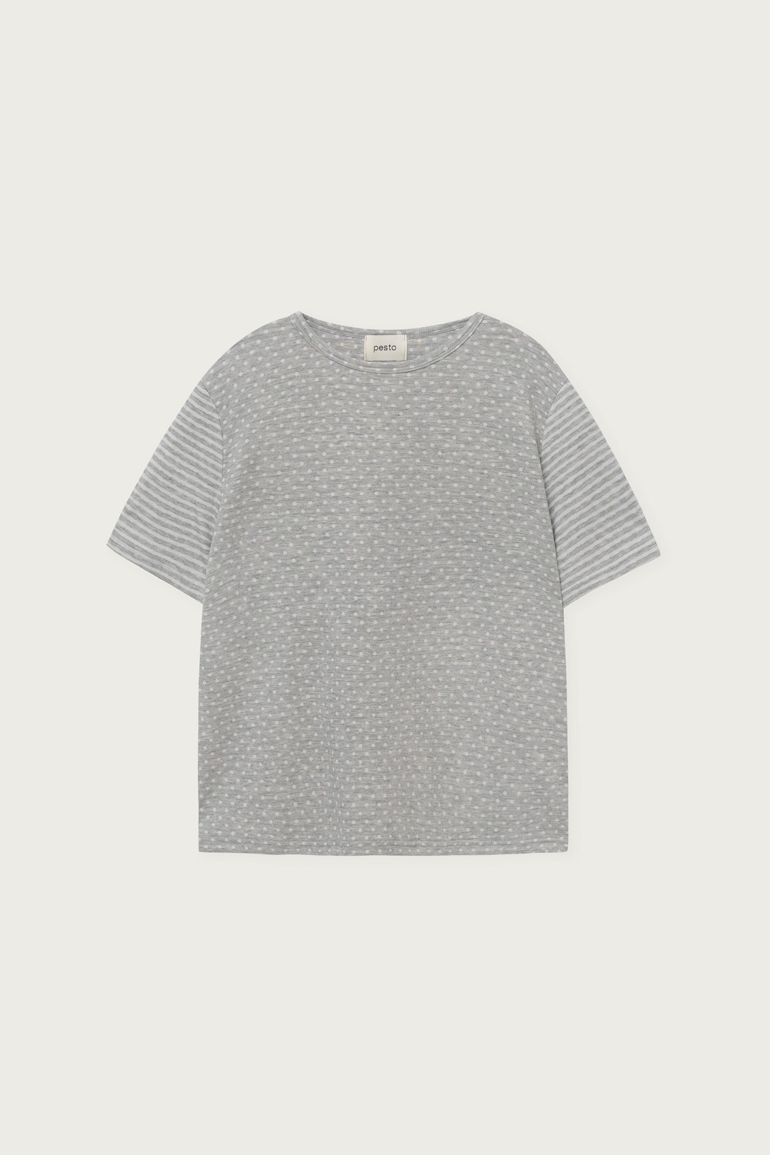 pesto [2nd reorder] DOT STRIPE DOUBLE SIDED T-SHIRT MOON