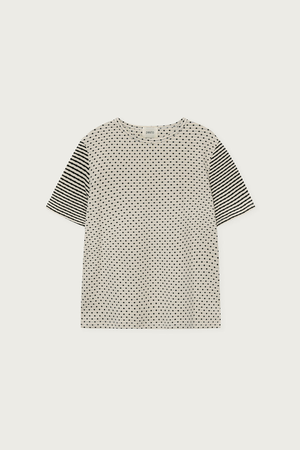 pesto [2nd reorder] DOT STRIPE DOUBLE SIDED T-SHIRT MOON