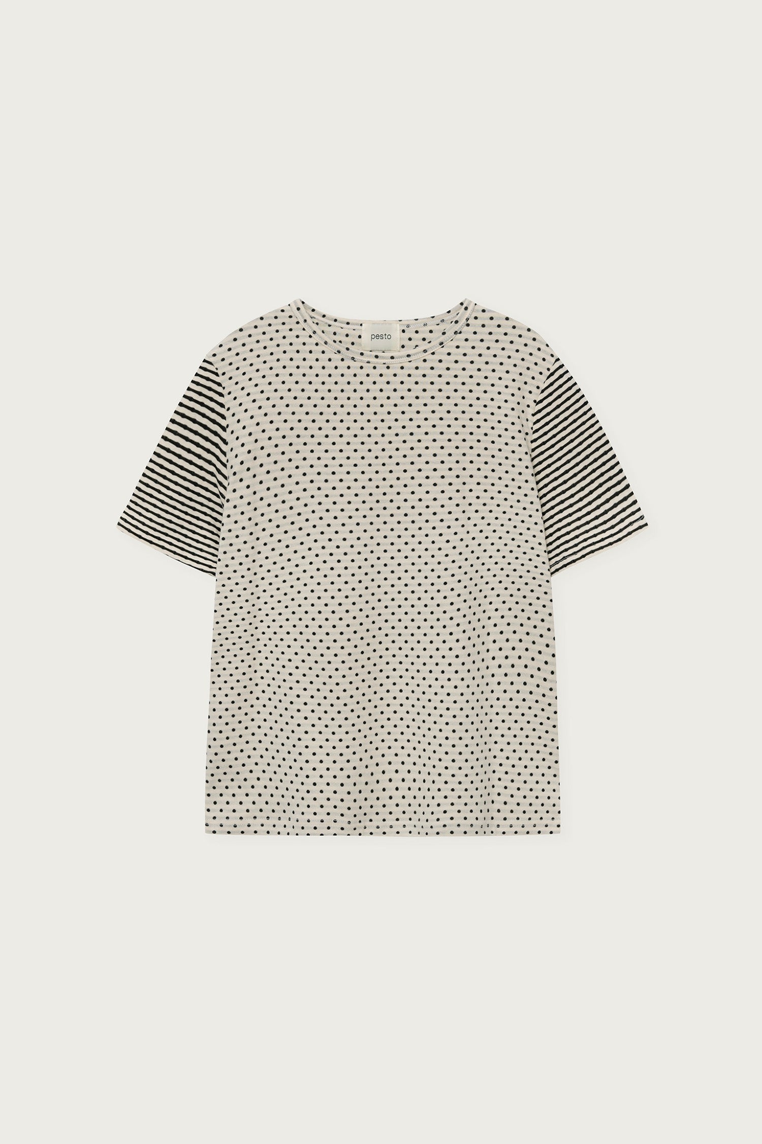 pesto [2nd reorder] DOT STRIPE DOUBLE SIDED T-SHIRT MOON