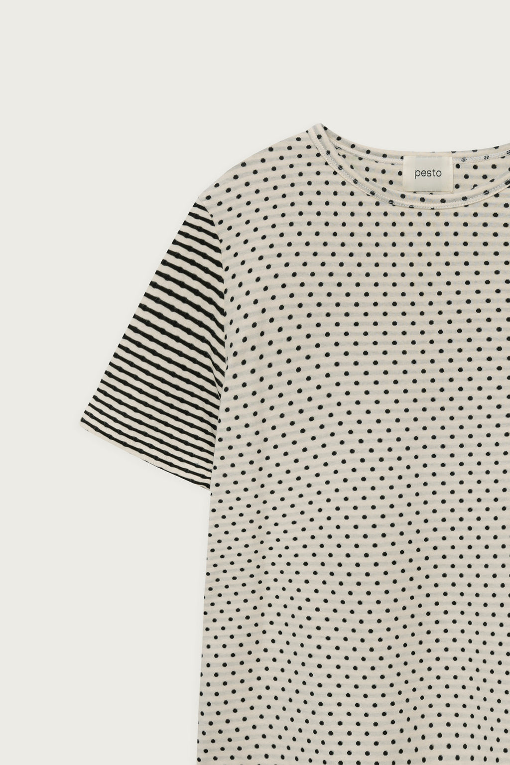 pesto [2nd reorder] DOT STRIPE DOUBLE SIDED T-SHIRT MOON