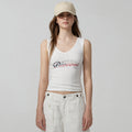 THE BARNNET Lois Ribbed Logo Tank Top_White