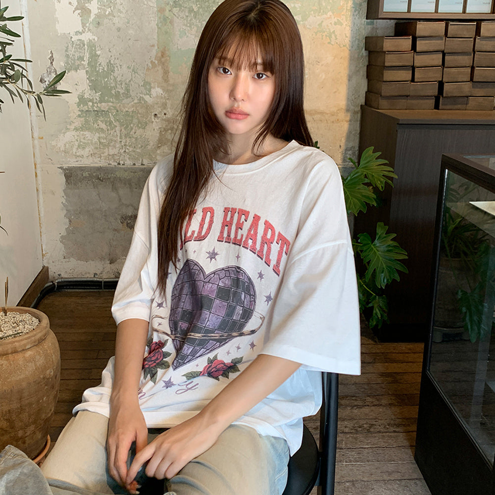 GNOHNOEY [3rd] Wild Heart Pigment Printing Tee (Ivory)