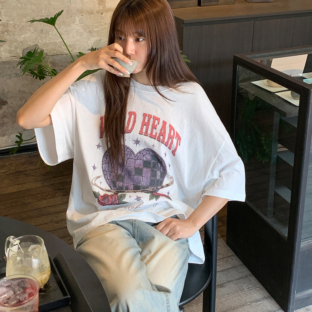 GNOHNOEY [3rd] Wild Heart Pigment Printing Tee (Ivory)