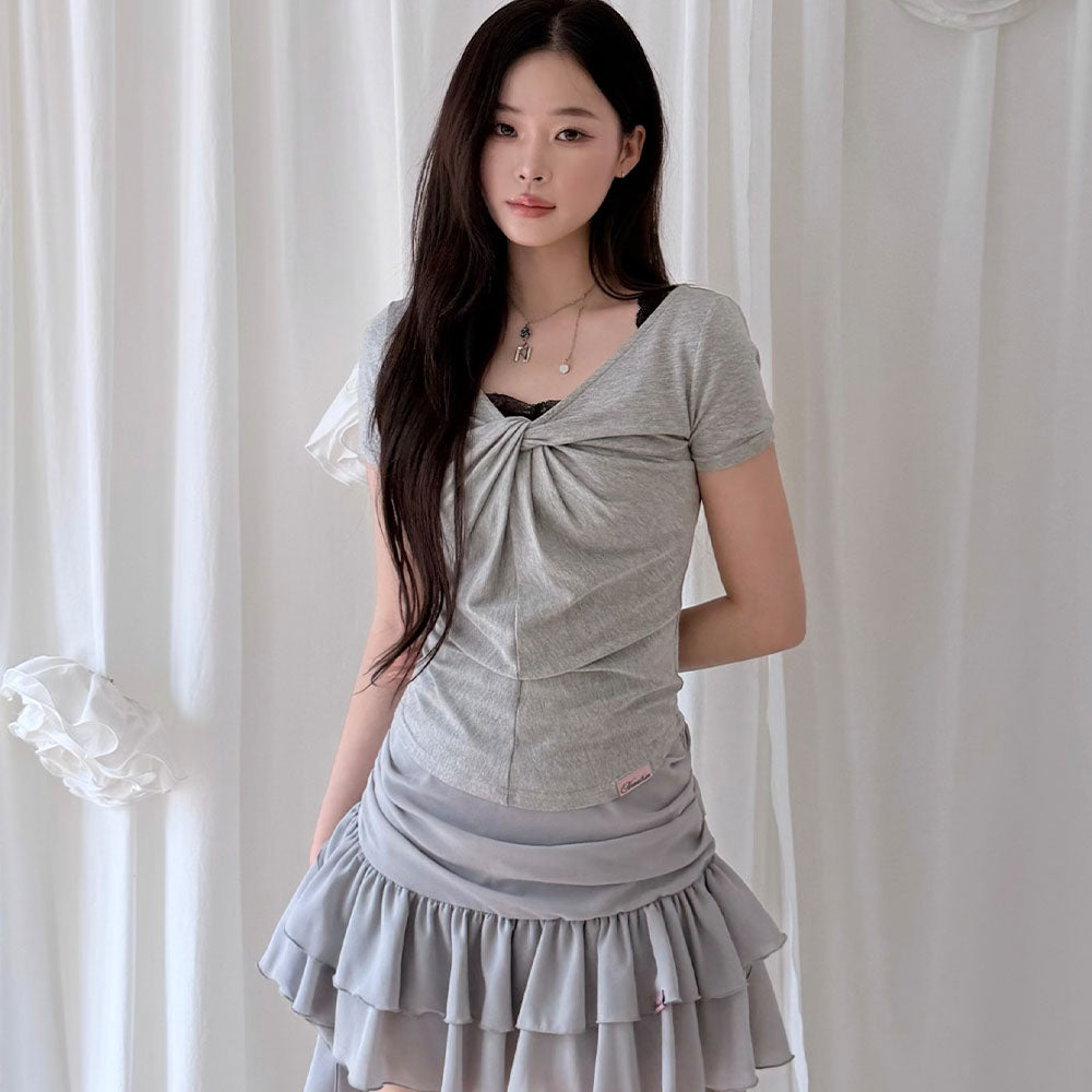 NEWALRIN Luna Summer Twisted Shirring Top (6Colors)