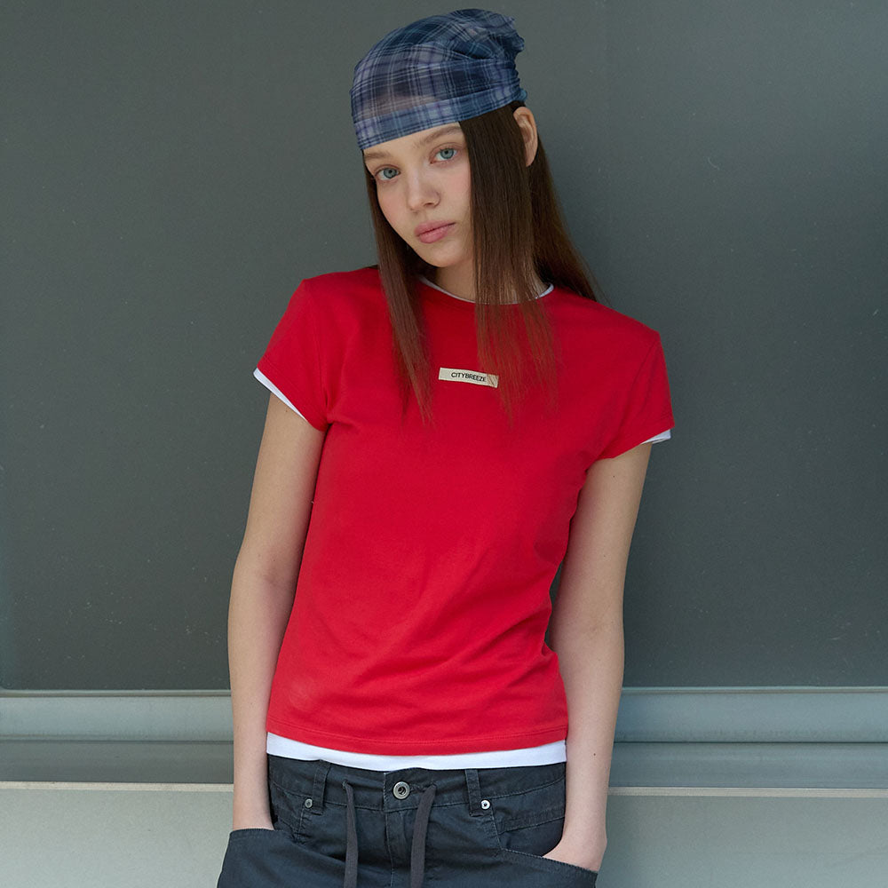 CITYBREEZE Logo label round neck short sleeve t-shirt_8COLORS