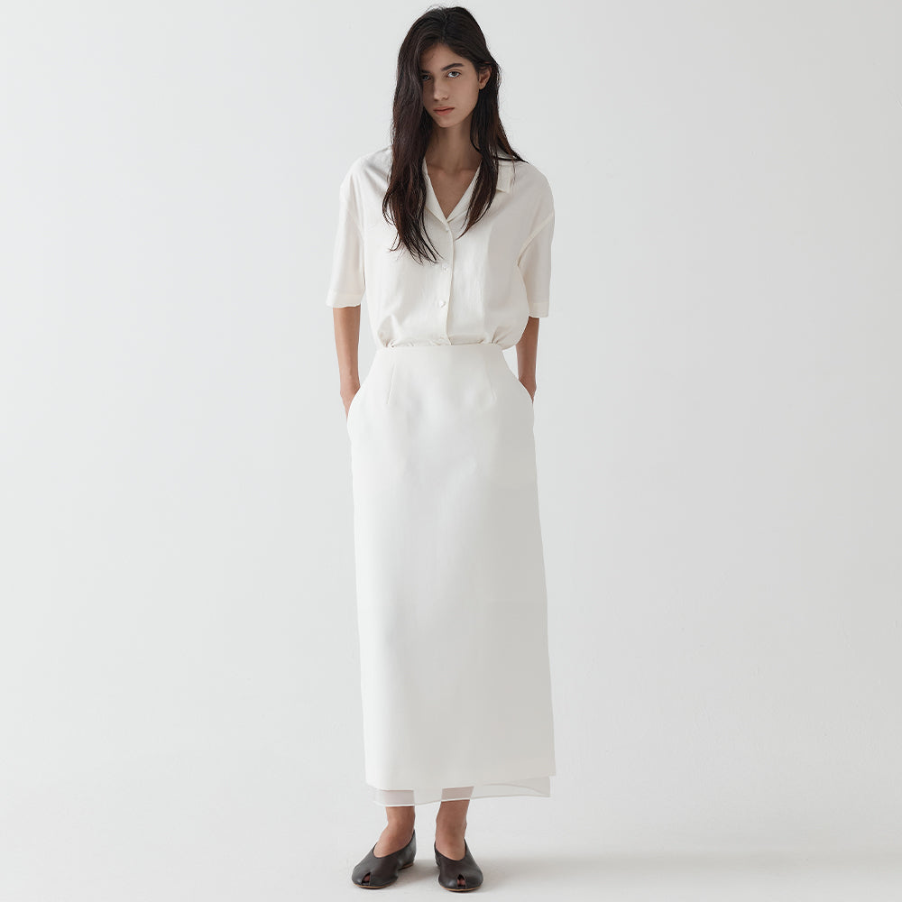 HAE BY HAEKIM [Essential] Open collar basic shirt_Ivory