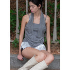 CERRIC Double Halter Sleeveless _ Gray