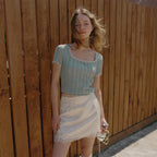 TWEE Weir Lace Layered Square Short Sleeve T-Shirt