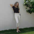 TWEE Weir Lace Layered Square Short Sleeve T-Shirt