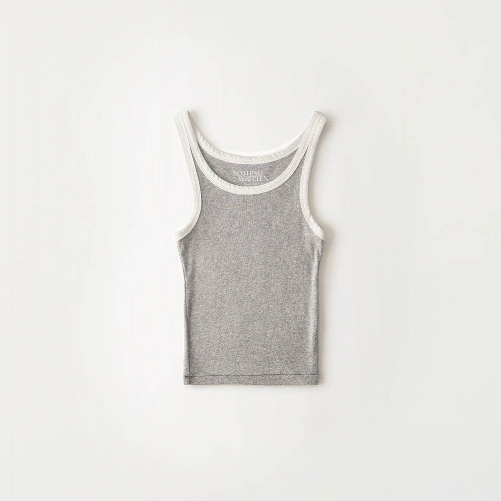 Nothing written Jelly rib tank top (Gray)