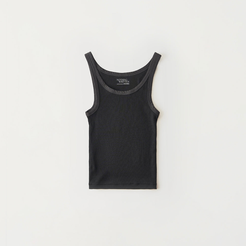 Nothing written Jelly rib tank top (Black)