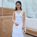 AREYOU SEOUL SLIM HENLEY SLEEVELESS TOP, WHITE MELANGE
