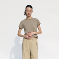 COOR WOMEN Striped Crop T-Shirt (Olive Drap)