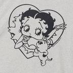 BETTY BOOP Betty Boop Stamp Heart Burst Overfit Short Sleeve T-Shirt_Oatmeal
