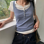 CORE DE Baby stripe button sleeveless (navy)