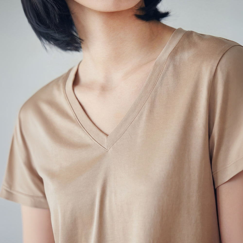 YJACK [NEW color added] W_V-neck classic & basic fit short sleeve t-shirt (155gsm) KLJT1003
