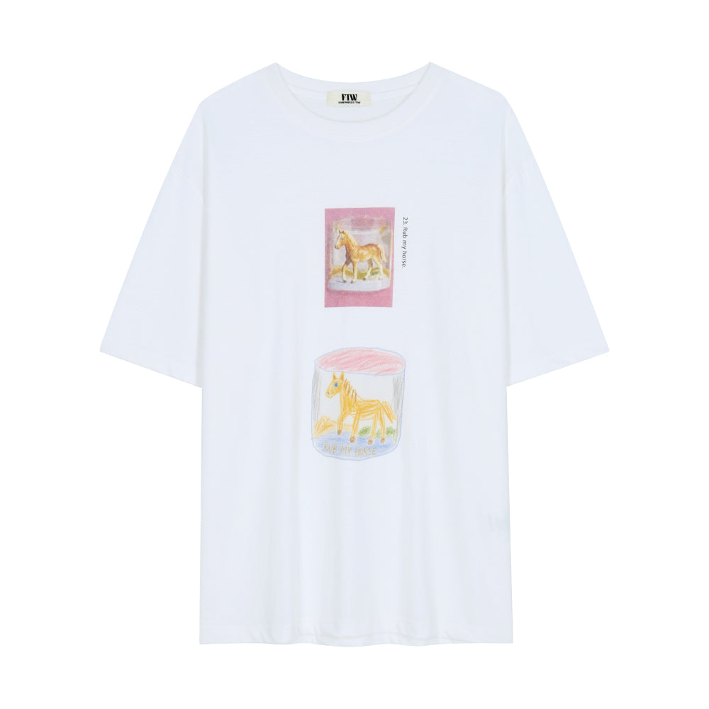 FOR THE WEATHER Love My Horse Short Sleeve T-Shirt (White)