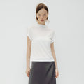le ete Mock Cap-Sleeve Top in White