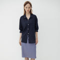 le ete Linen Cabana Shirt Jacket in Navy