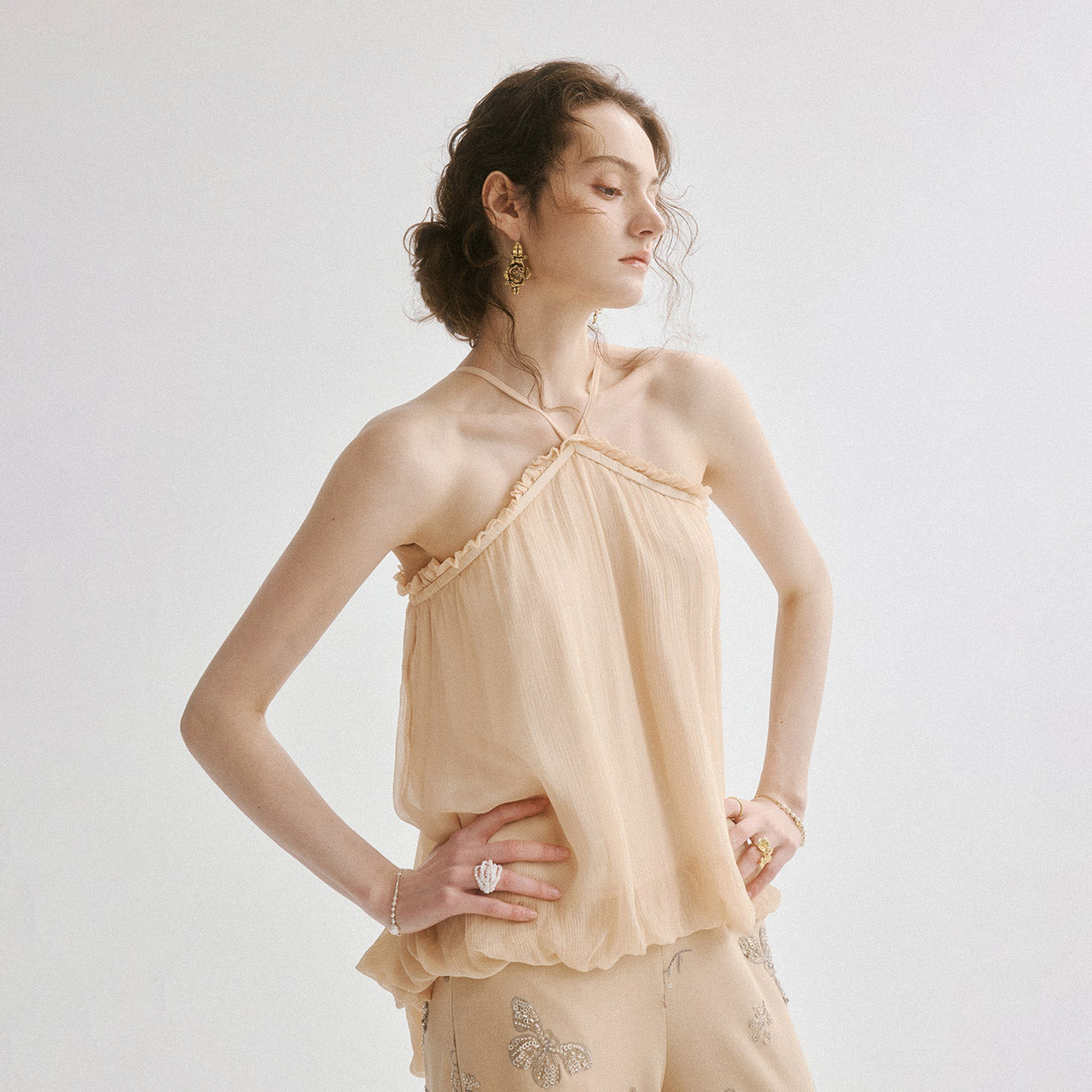 sincethen bubble sleeveless blouse