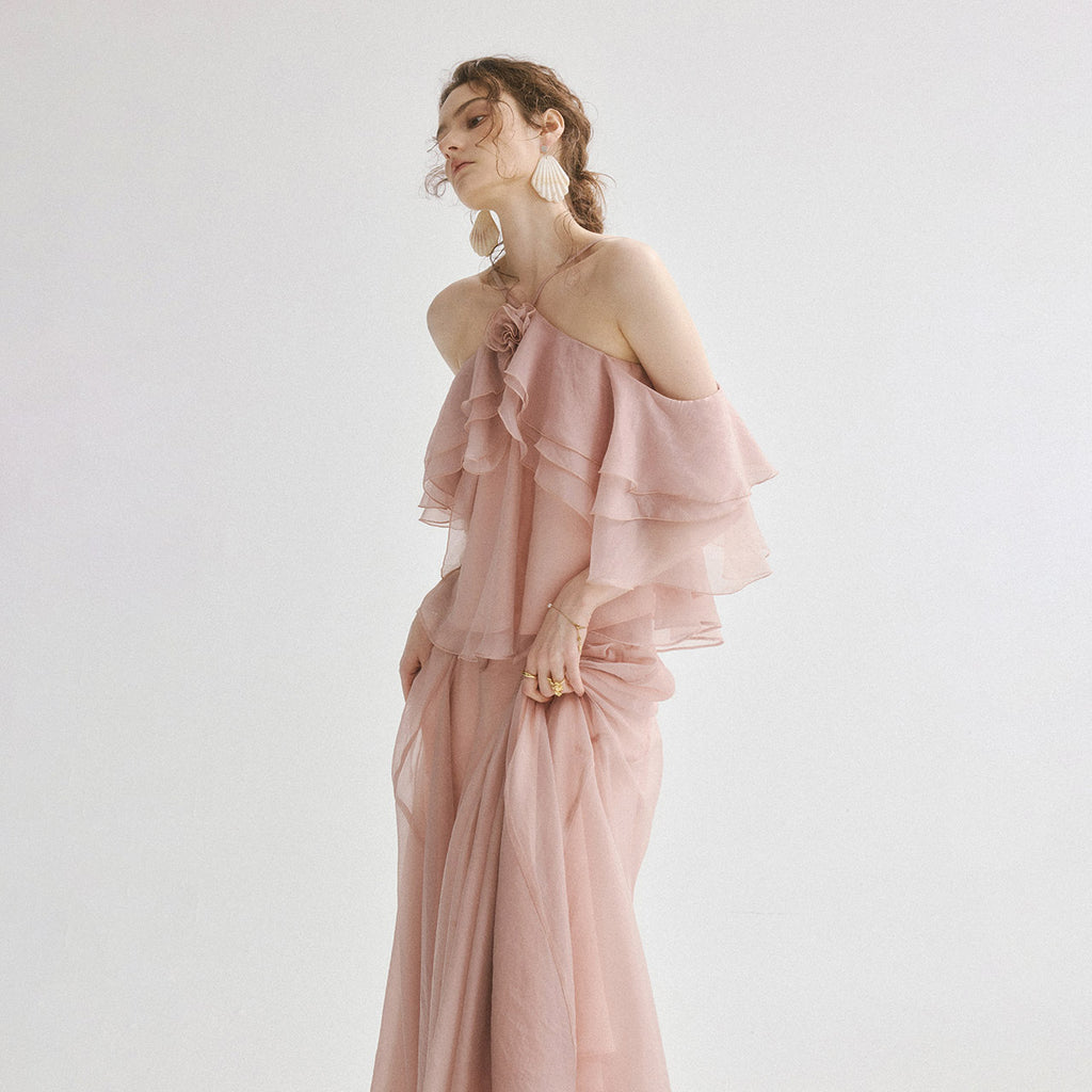 sincethen Orchid ruffle blouse