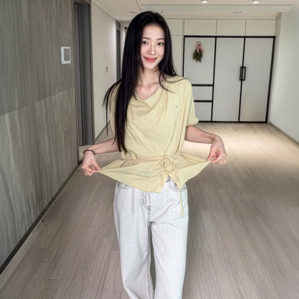 V'NY STUDIO Draping short-sleeved blouse_YC5SSEG