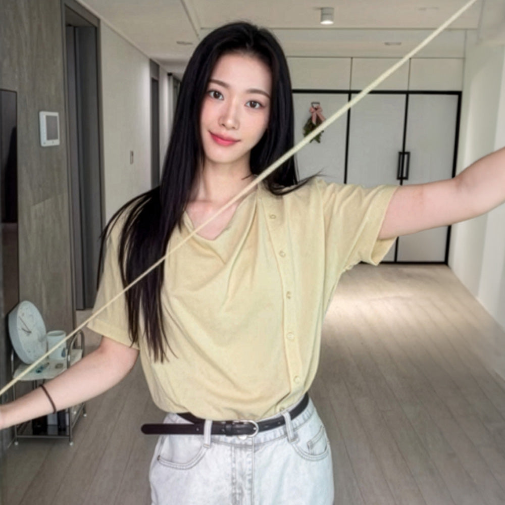 V'NY STUDIO Draping short-sleeved blouse_YC5SSEG