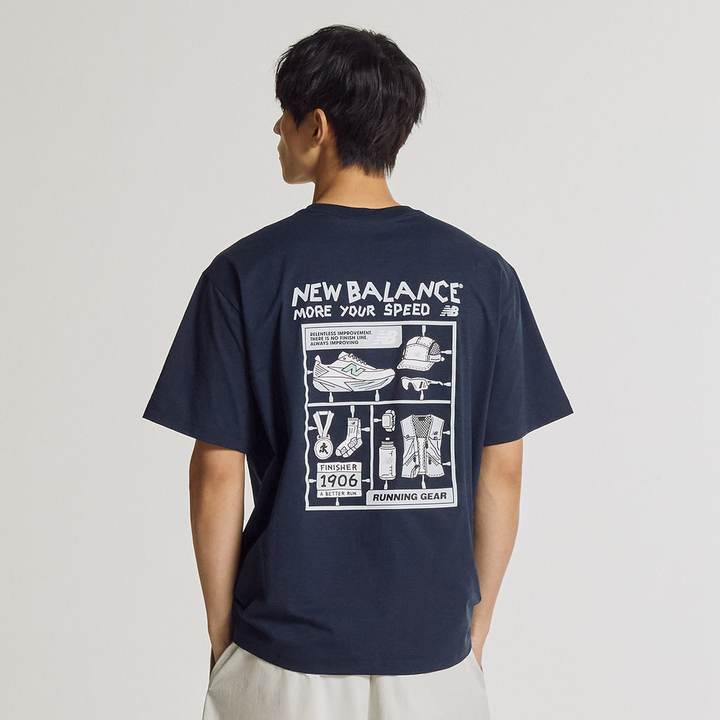 NEW BALANCE NBNEG35613 / UNI FROZEN pictogram short sleeve t-shirt (NAVY)