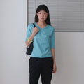 MA JOURNÉE V-NECK MID SLEEVE T-SHIRT_AQUA
