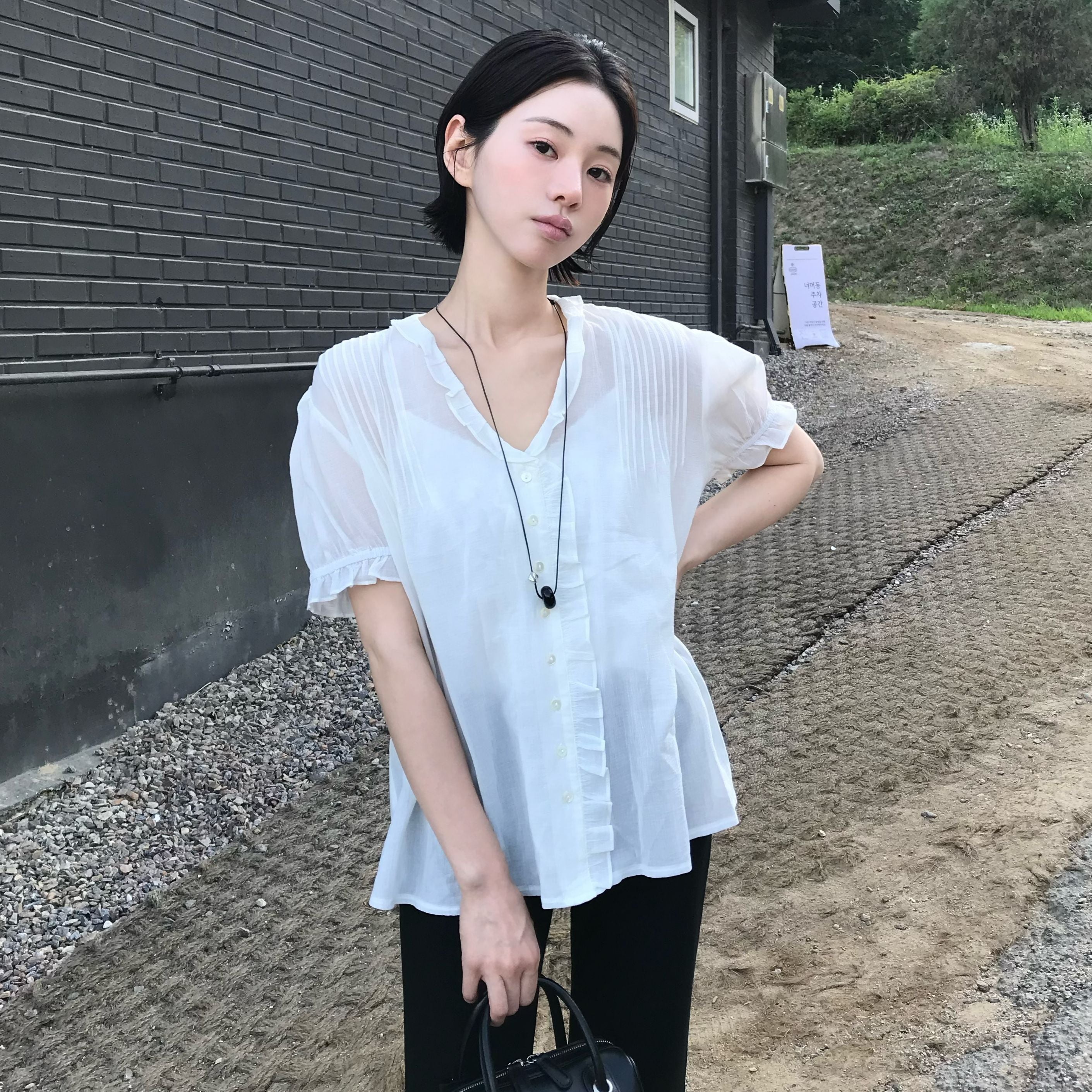SLIE Mare Wrinkle Blouse_white