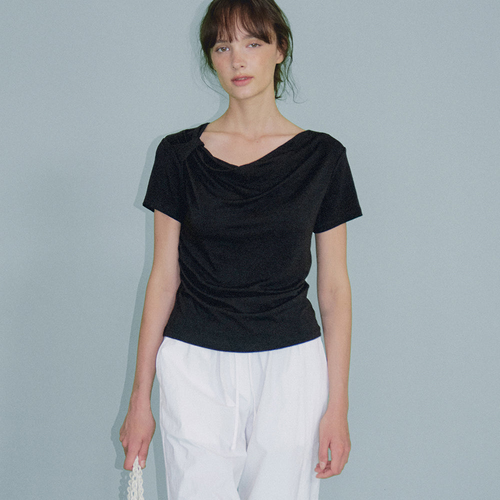 OURCOMOS twist strap T-shirt (black) orc 6069