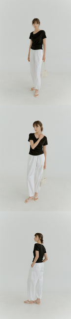 OURCOMOS twist strap T-shirt (black) orc 6069