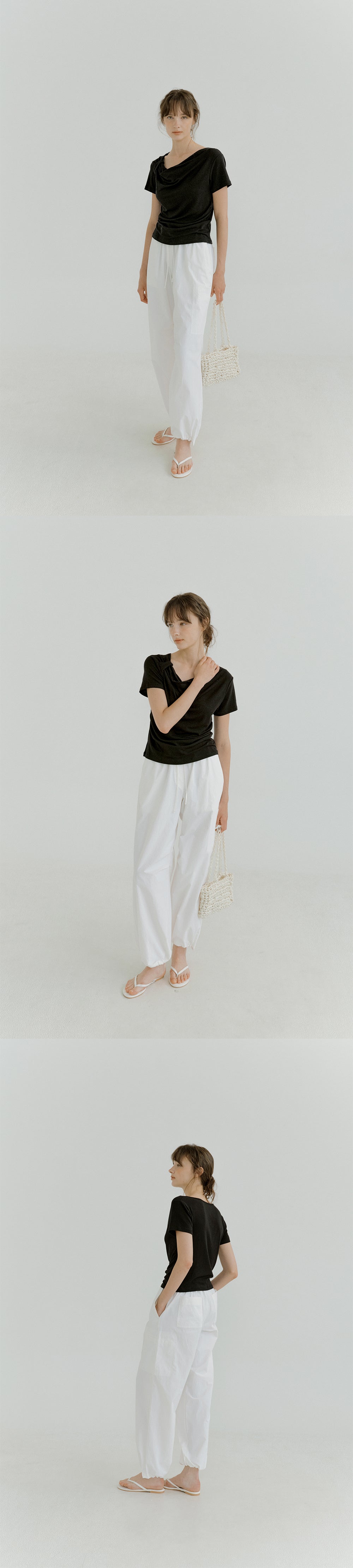 OURCOMOS twist strap T-shirt (black) orc 6069