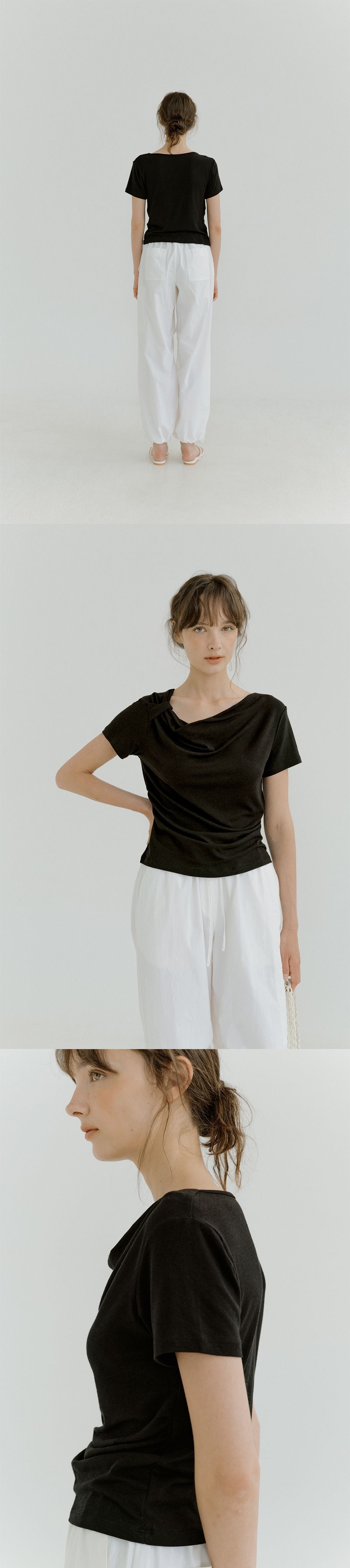 OURCOMOS twist strap T-shirt (black) orc 6069