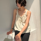 THE RYE String Detail Sleeveless Blouse(Beige)