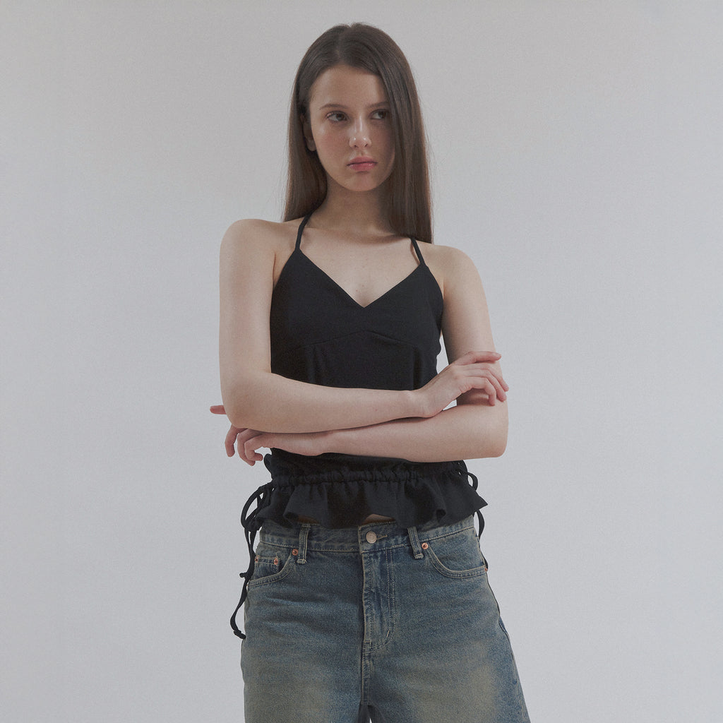 hetherment peplum halter top (black)