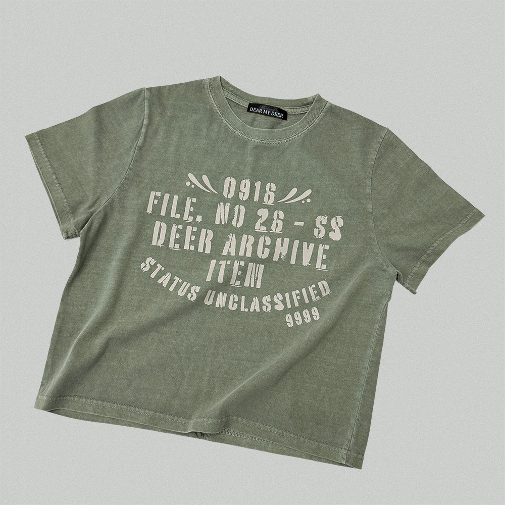 DEAR MY DEER VINTAGE INDEX PIGMENT T-SHIRT (KHAKI)