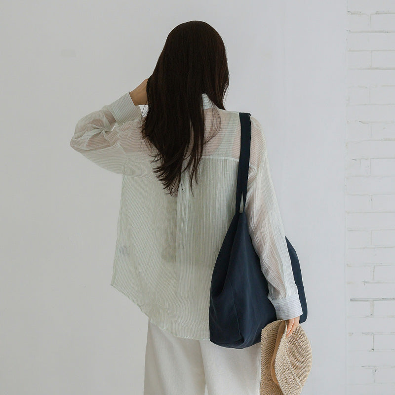 FRENCHCHIC [1+1] Naoz embroidery tencel striped shirt_F6S278SH