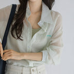 FRENCHCHIC [1+1] Naoz embroidery tencel striped shirt_F6S278SH