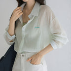 FRENCHCHIC [1+1] Naoz embroidery tencel striped shirt_F6S278SH